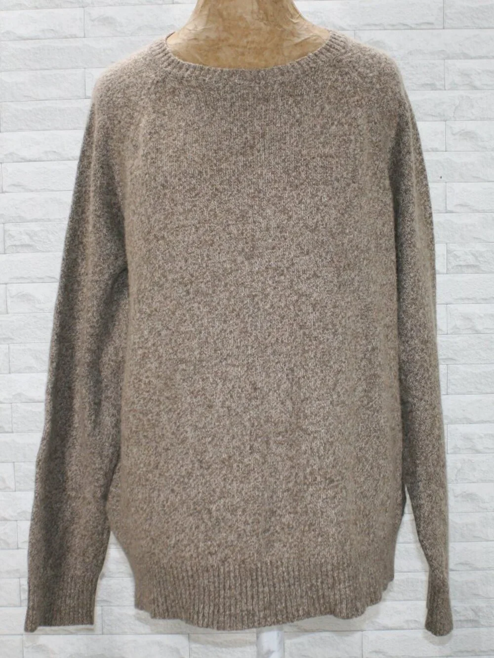 J. CREW Sweater Wool Blend Classic Men's Oversized Marled Winter Neutral Tan XL
